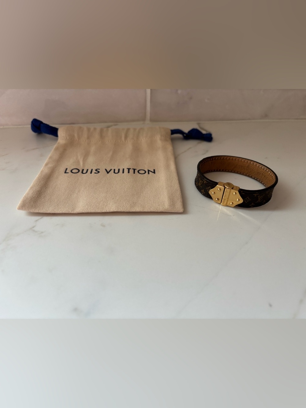 Louis Vuitton Nano Continental leather gold bracelet